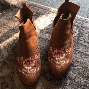 Embroidered ankle booties